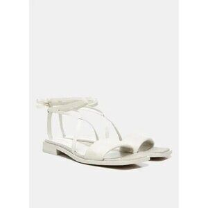 Vince Women's BNW)T Ivory "Layla" sandals sz 9.5 leather ankle wrap Flaw - stain